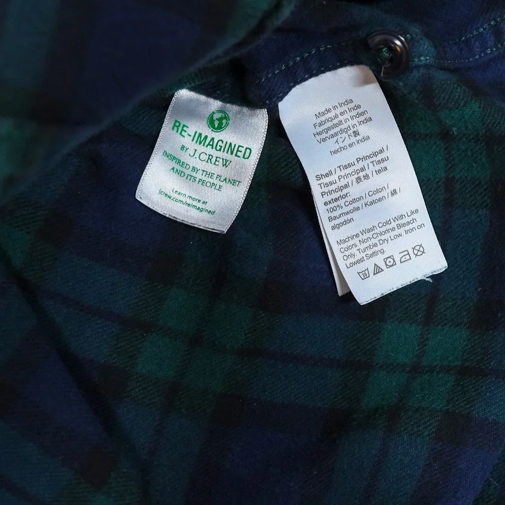 J.‎ Crew Classic Double Brushed Midweight Flannel Shirt Blue Green Plaid Size S